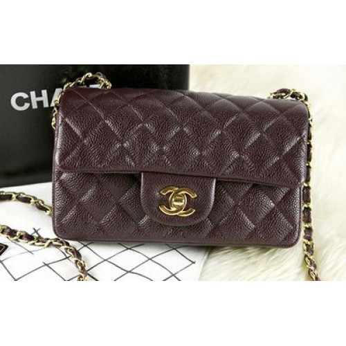 Chanel Classic Flap Mini Tasche Burgund Original Cannage Muster CHA1280 Gold