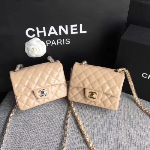 Chanel Classic Flap Mini Bag Original Leder A1115 Apricot