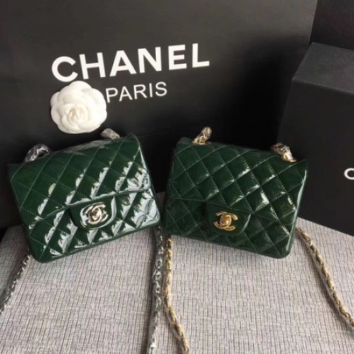 Chanel Classic Flap Mini Bag Original Leder A1115 Grün
