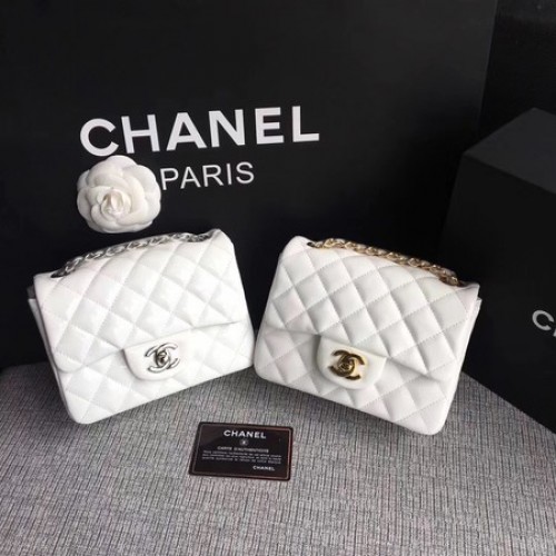 Chanel Classic Flap Mini Bag Original Leder A1115 Weiß
