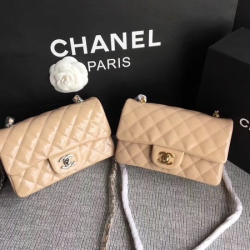 Chanel Classic Flap Mini Bag Original Leder A1117 Apricot