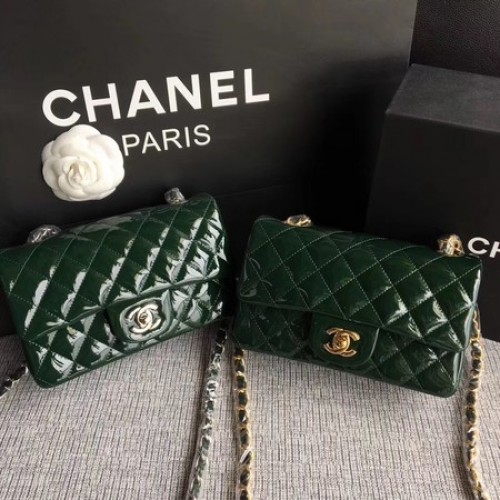 Chanel Classic Flap Mini Bag Original Leder A1117 Grün