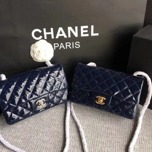 Chanel Classic Flap Mini Tasche Original Leder A1117 Royal