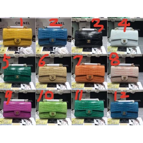 Chanel Classic Handtasche Original Alligator Goldfarbenes Metall A01112