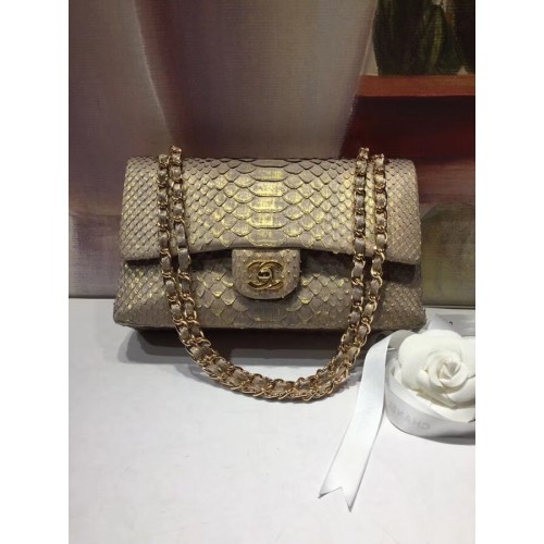 Chanel Classic Handtasche Python Goldfarbenes Metall A01112 Gold