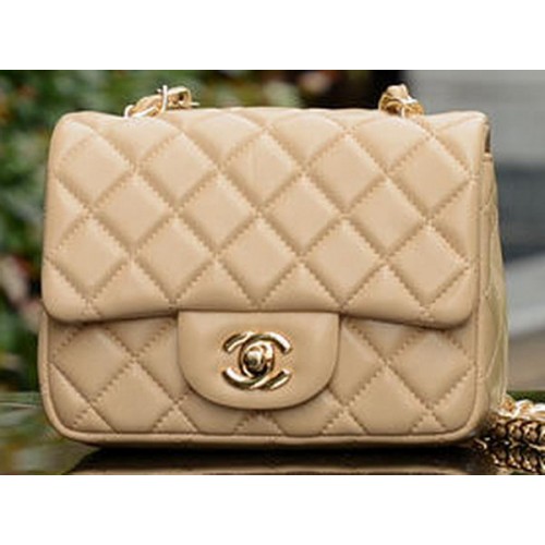 Chanel Classic MINI Flap Bag Aprikose Schaffell A37585 Gold