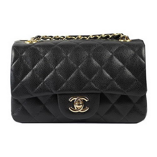 Chanel Classic MINI Flap Bag Schwarz Cannage Muster CF1119 Gold