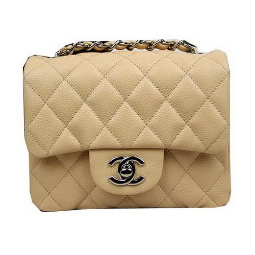 Chanel Classic MINI Flap Bag CF1115 Aprikose Cannage Muster Silber