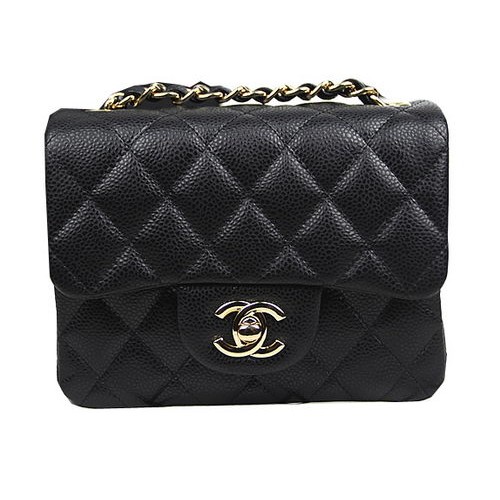 Chanel Classic MINI Flap Bag CF1115 Schwarz Cannage Muster Gold