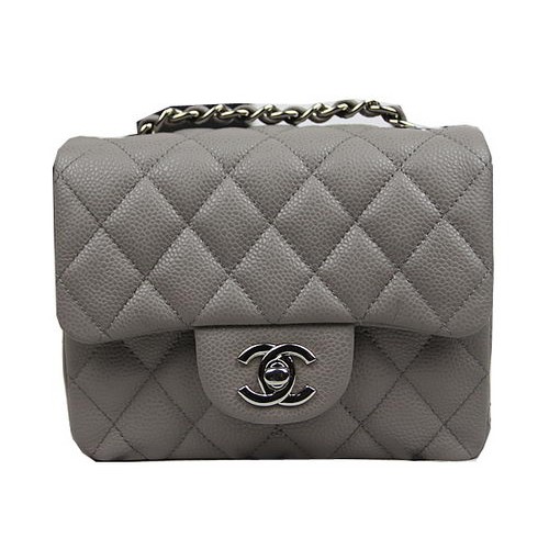 Chanel Classic MINI Flap Bag CF1115 Grau Cannage Muster Silber
