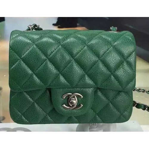 Chanel Classic MINI Flap Bag Cannage Muster Leder A8171 Grün