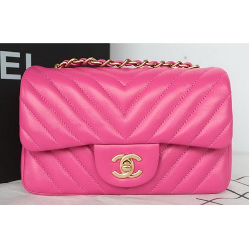 Chanel Classic MINI Flap Bag Chevron Schafsleder A1119 Rose