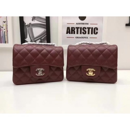 Chanel Classic MINI Flap Bag Original Cannage Muster A1115 Wein
