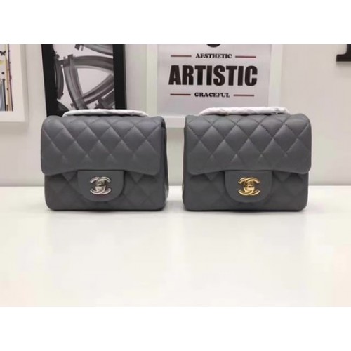 Chanel Classic MINI Flap Bag Original Schafsleder A1115 Grau