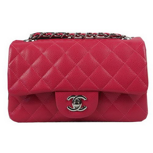 Chanel Classic MINI Flap Bag Rose Cannage Muster CF1119 Silber