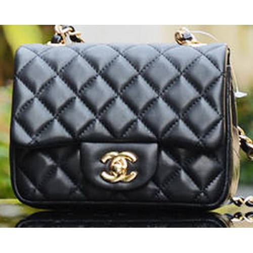 Chanel Classic MINI Flap Bag Schafsleder A1115 Schwarz