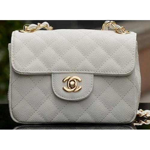Chanel Classic MINI Flap Bag Weiß Cannage Muster A1115 Gold
