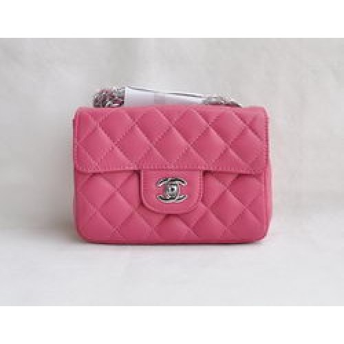 Chanel Classic Plum Red Lammleder Silberkette gesteppte Klappentasche 1115