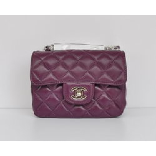 Chanel Classic Lila Lammleder Silberkette gesteppte Klappentasche 1115