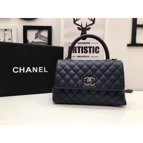 Chanel Classic Red Top Handle Bag Royal Original Leder A92991 Silber