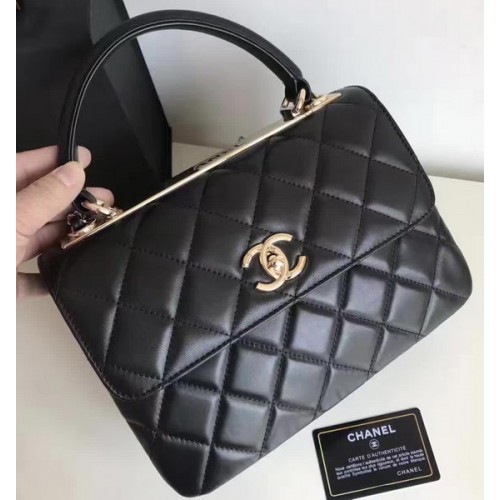 Chanel Classic Top Flap Bag Schwarz Original Schafsleder A92236 Gold