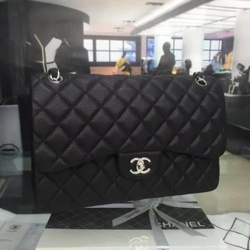Chanel Classic Top Flap Bag Original Hirschleder CHA5212 Schwarz