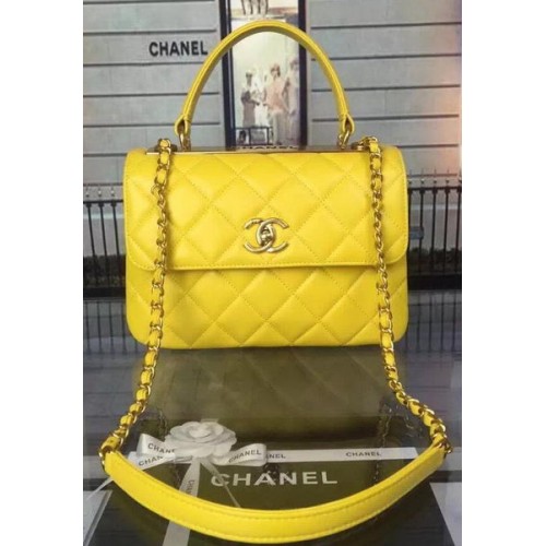 Chanel Classic Top Flap Bag Original Schafsleder A92236 Gelb