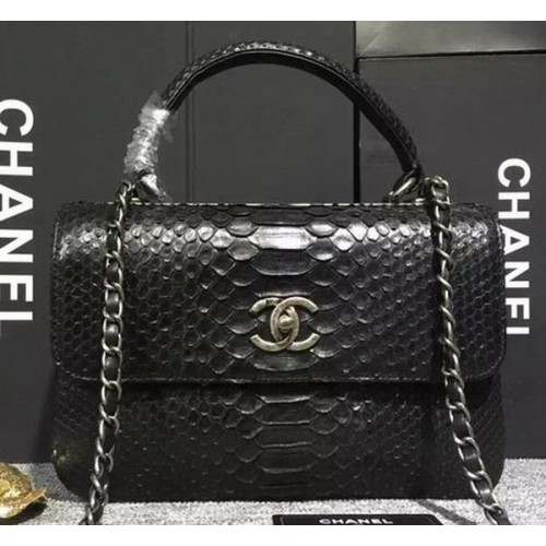 Chanel Classic Top Flap Bag Original Schlangenleder A90095 Schwarz