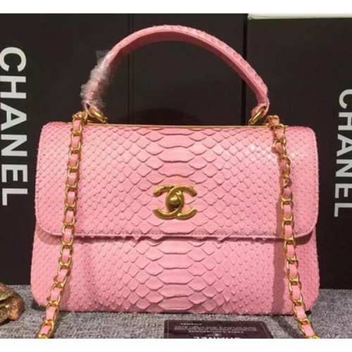 Chanel Classic Top Flap Bag Original Schlangenleder A90095 Pink