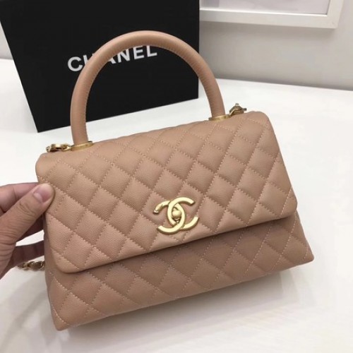 Chanel Classic Top Handle Bag Aprikose Original Leder A92991 Gold