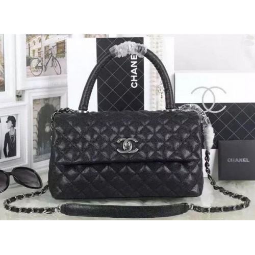 Chanel Classic Top Handle Bag Cannage Muster A92991 Schwarz