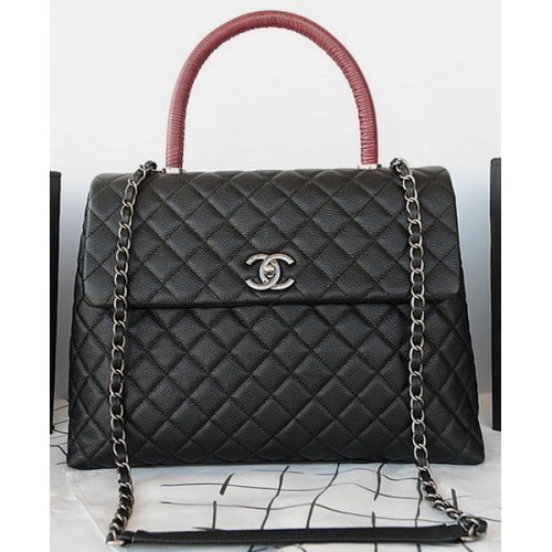 Chanel Classic Top Handle Bag Original Cannage Muster A92993 Schwarz