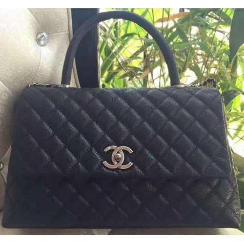 Chanel Classic Top Handle Bag Original Cannage Muster A95168 Schwarz