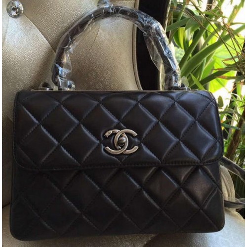 Chanel Classic Top Handle Bag Original Schafsleder A92236 Schwarz