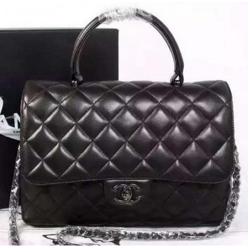Chanel Classic Top Handle Bag Original Schafsleder A92238 Schwarz