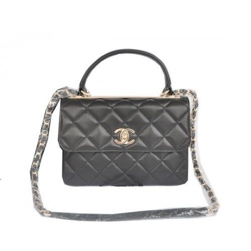 Chanel Classic Top Handle Bag Original Schafsleder CHA92236 Schwarz