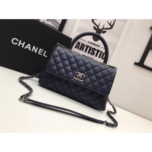 Chanel Classic Top Handle Bag Royal Original Leder A92991 Silber