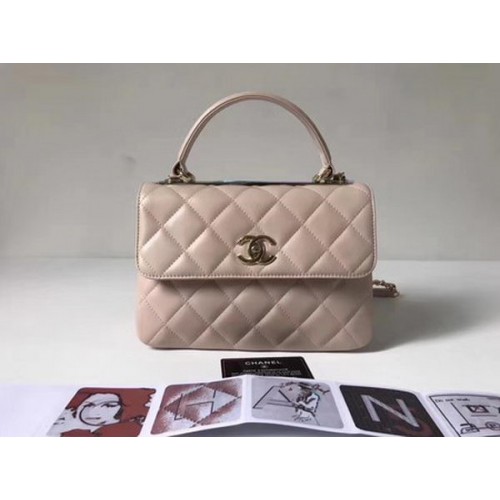 Chanel Classic Top Handle Bag Schaffell Leder CHA2371 OffWhite