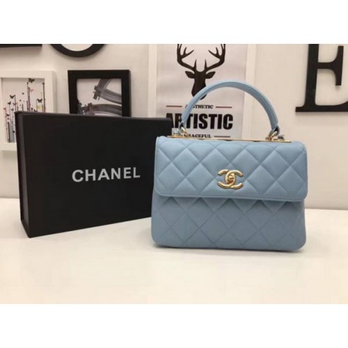 Chanel Classic Top Handle Bag Schafsleder CHA2371 SkyBlue