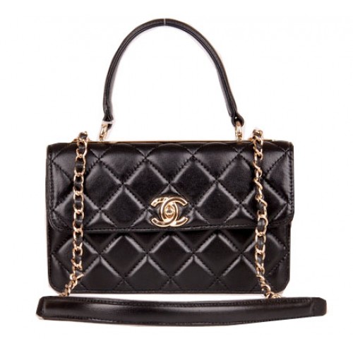 Chanel Classic Top Handle Bag Schafsleder CHA92236 Schwarz