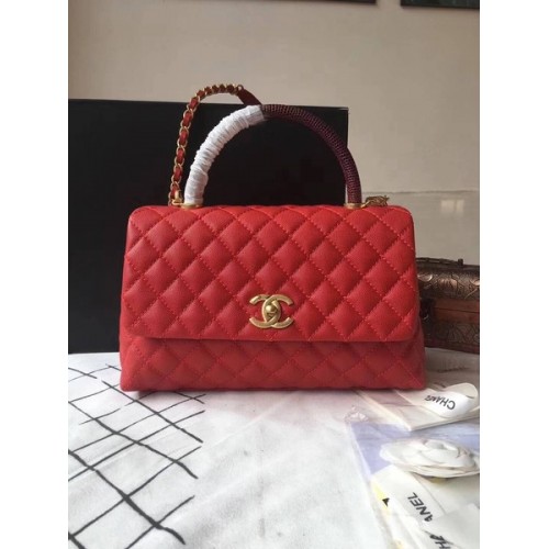 Chanel Classic Wine Top Handle Bag Rot Original Leder A92292 Gold