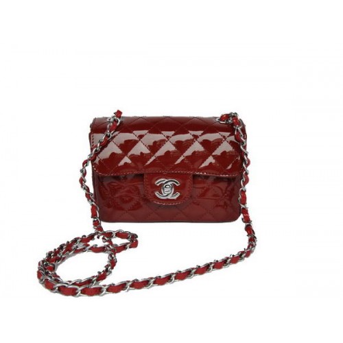 Kaufen Sie günstige Chanel Classic Mini Flap Bag 1115 Bordeaux Patent Silver Hardware