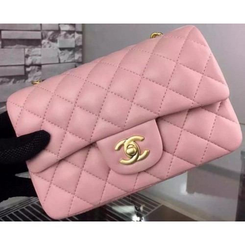 Chanel Classic Mini Flap Bag Rosa Schafsleder A67350 Gold