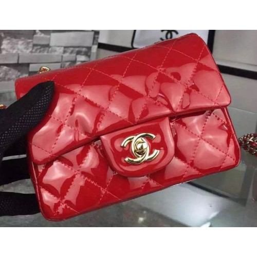 Chanel Classic Mini Flap Bag Rot Original Lackleder CF7171 Gold