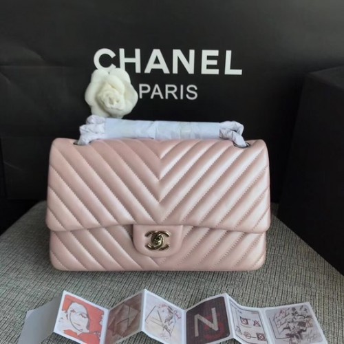 Chanel Classic original Schaffell-Leder-Umhängetasche 1112V rosa Silberkette