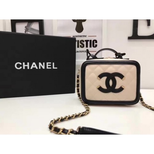 Chanel Kosmetiktasche Original Cannage Muster A93341 Aprikose&Schwarz