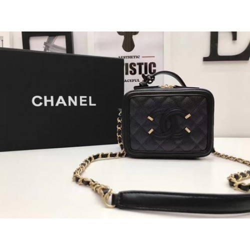 Chanel Kosmetiktasche Original Cannage Muster A93341 Schwarz