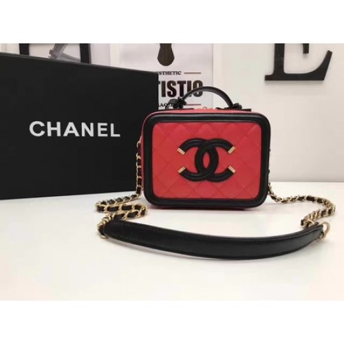 Chanel Kosmetiktasche Original Cannage Muster A93341 Rot&Schwarz