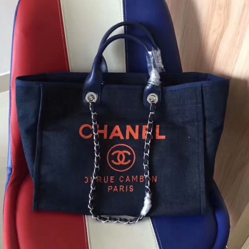 Chanel Deauville Einkaufstasche Original Canvas Leder A68047-10