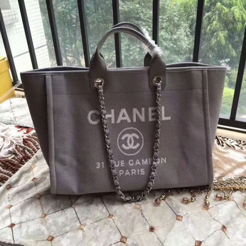 Chanel Deauville Einkaufstasche Original Canvas Leder A68047-11